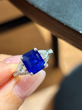 高级别皇家蓝蓝宝石戒指💍经典三石款