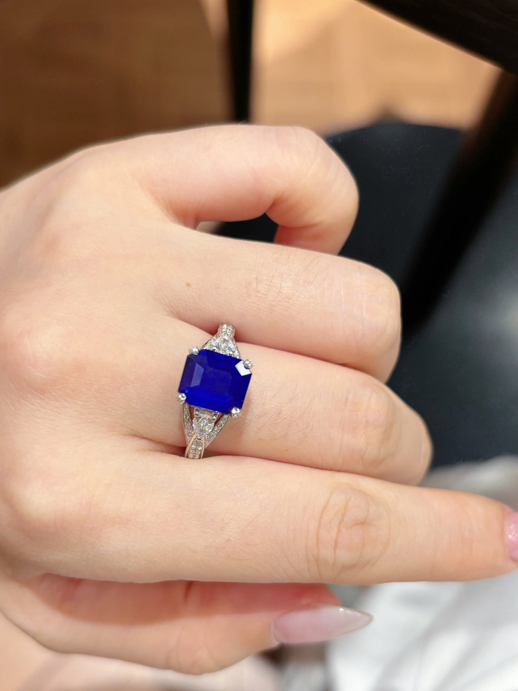 高级别皇家蓝蓝宝石戒指💍经典三石款